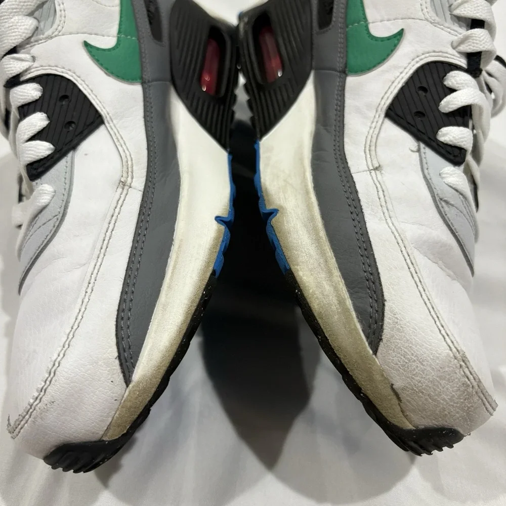 Nike Air Max 90 White Gray Green Blue Sneakers DV3607-102 Men's 6.5Y